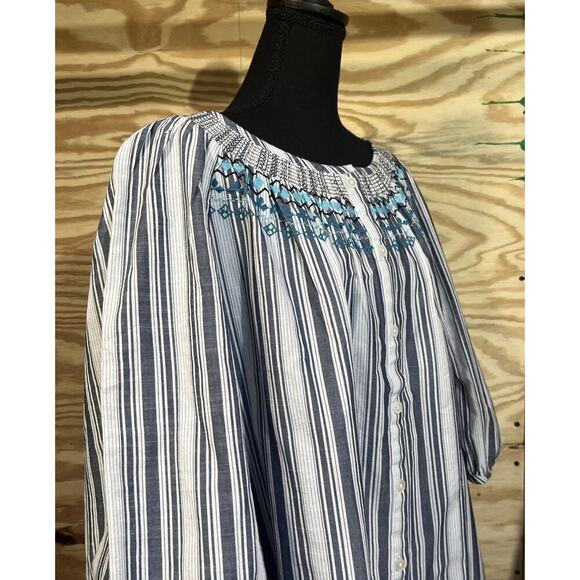 Catherines Embroidered Button Down Peasant Blouse Boho 1/2 Sleeve Size 3XP - Picture 5 of 13